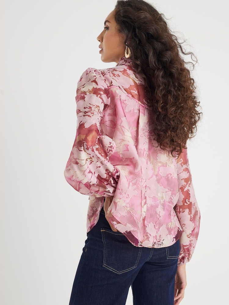 River Island Pink Premium Floral Print Shirt - Image 4 of 4