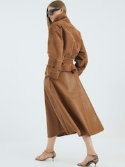 River Island Brown Faux Leather Midi Skirt - Image 2 of 4
