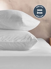 Silentnight White Cotton Rich T180 Washed Fitted Sheet - Image 4 of 6