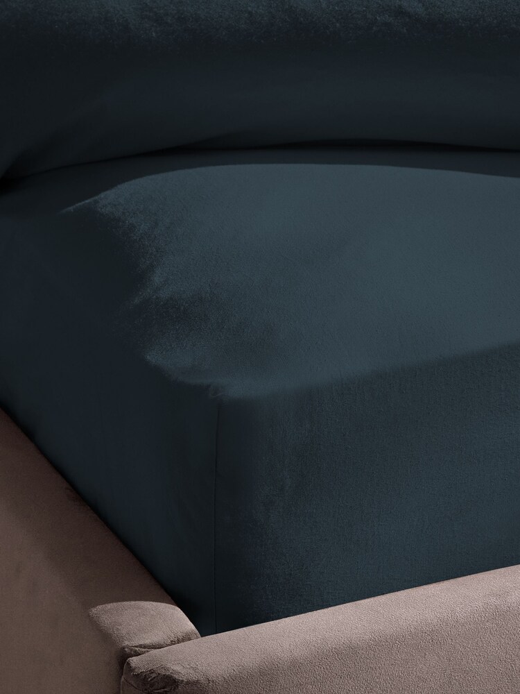 Silentnight Indigo Cotton Rich T180 Washed Fitted Sheet - Image 1 of 6