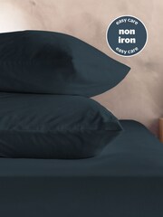 Silentnight Indigo Cotton Rich T180 Washed Fitted Sheet - Image 4 of 6