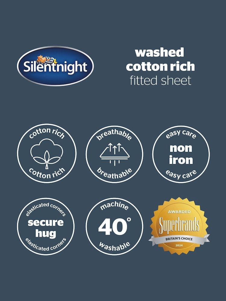 Silentnight Natural Cotton Rich T180 Washed Fitted Sheet - Image 6 of 6
