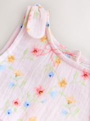 Roz floral - Salopetă muselină cu picioare lungi pentru bebeluși (0luni-3ani) - Imaginea 3 din 7