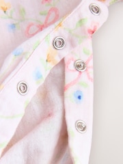 Roz floral - Salopetă muselină cu picioare lungi pentru bebeluși (0luni-3ani) - Imaginea 4 din 7