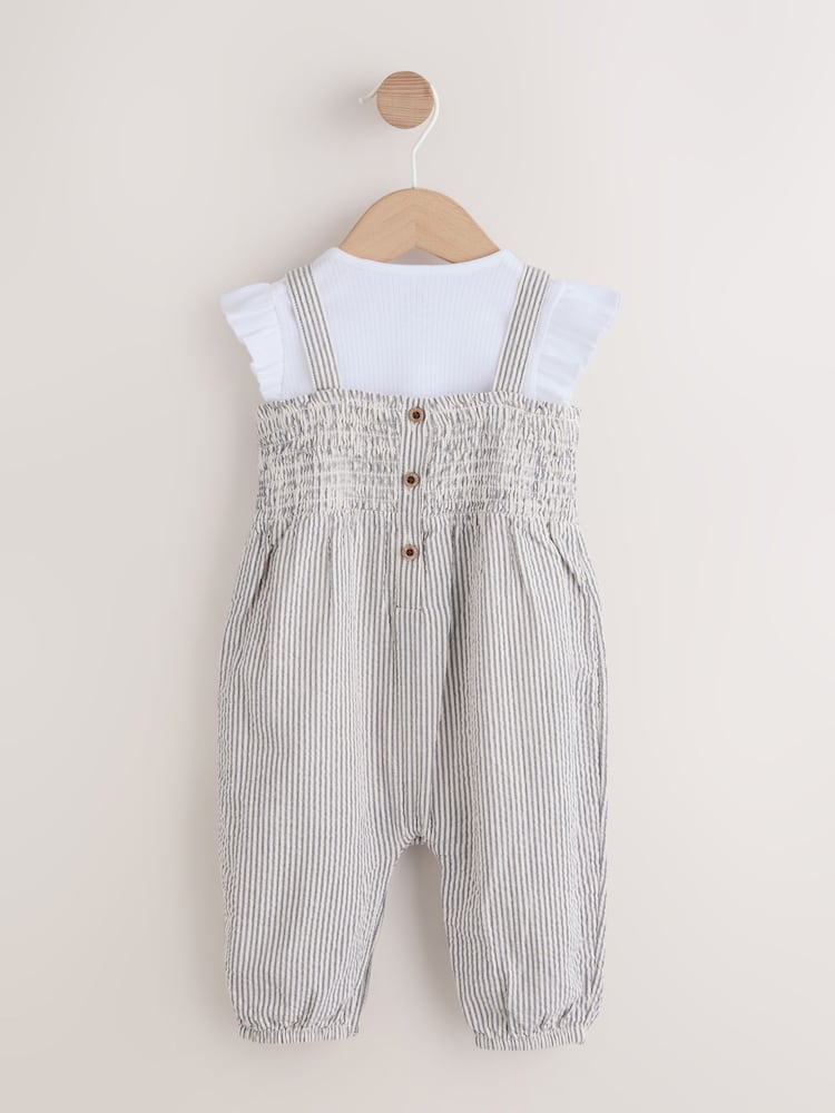 Black/White Stripe Baby Dungarees and Bodysuit Set 2 Piece (0mths-2yrs) - Image 2 of 7 Black/White Stripe Baby Dungarees and Bodysuit Set 2 Piece (0mths-2yrs) - Image 2 of 7