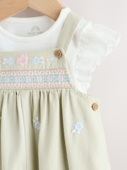 Verde salvie cu broderie - Set salopetă din denim și body pentru bebeluși 2 piese (0luni -2ani) - Imaginea 4 din 10