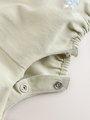 Verde salvie cu broderie - Set salopetă din denim și body pentru bebeluși 2 piese (0luni -2ani) - Imaginea 8 din 10