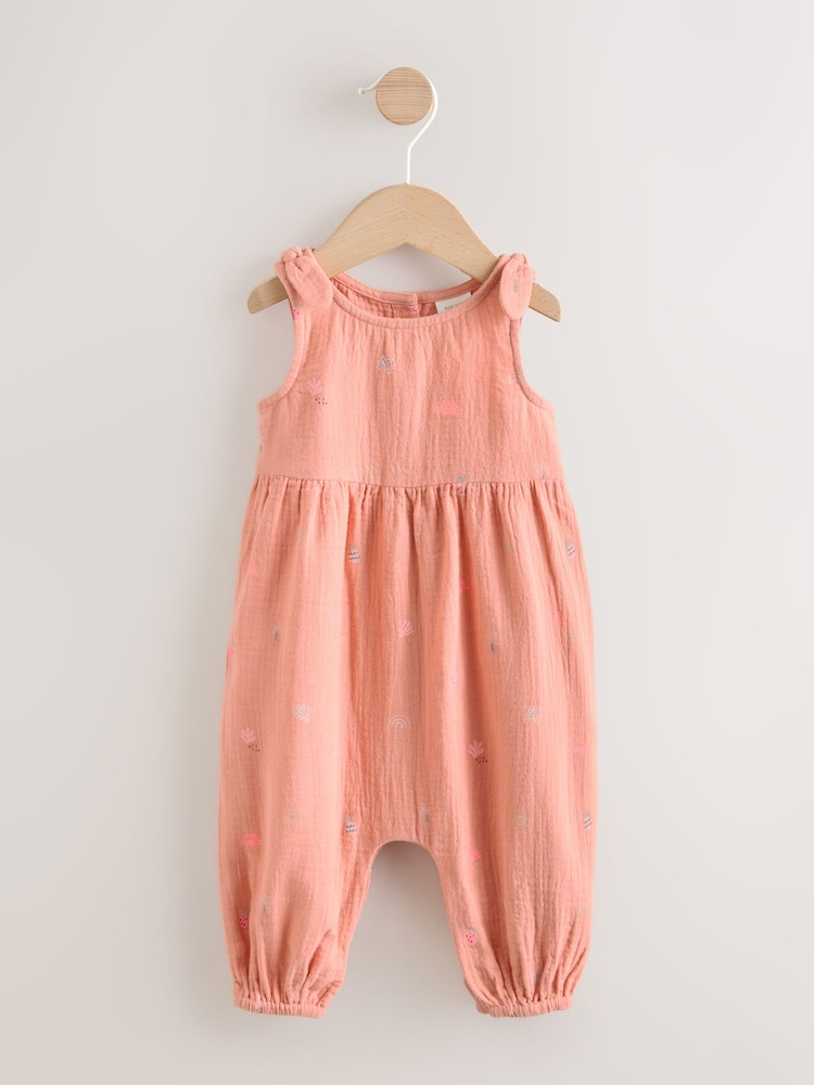 Orange Tropical Baby Long Leg Muslin Romper (0mths-3yrs) - Image 1 of 8