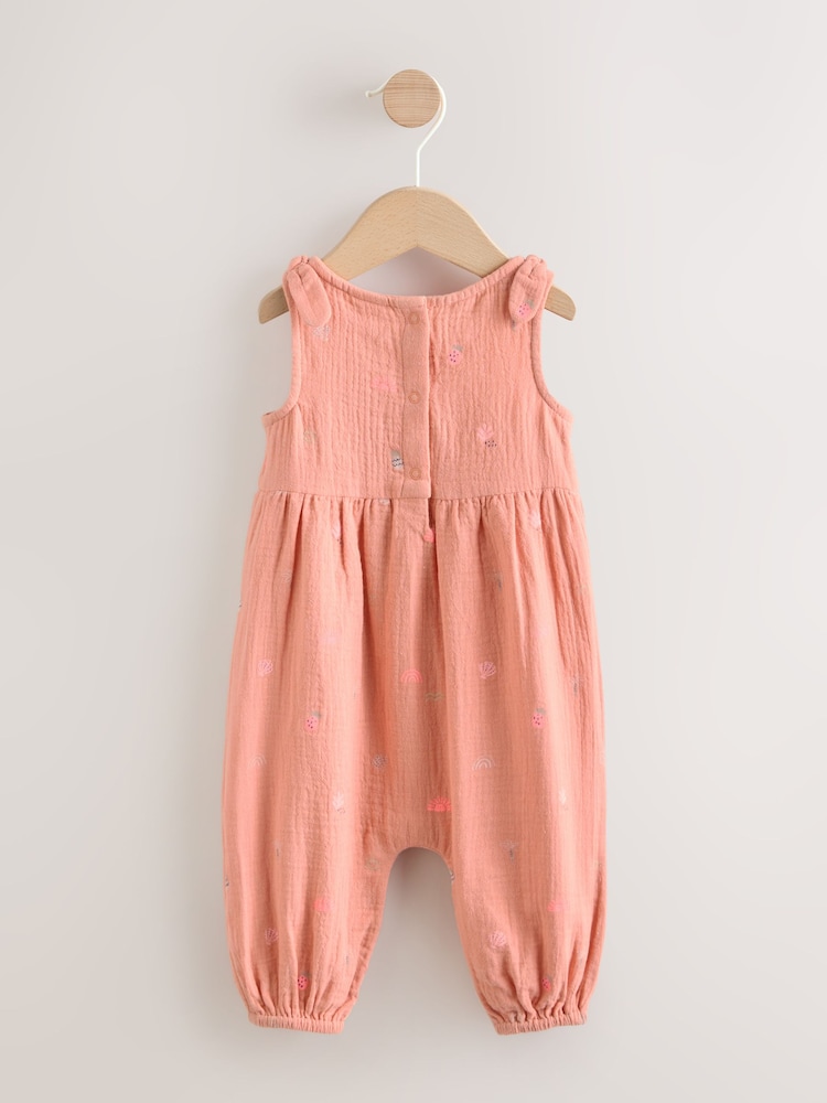 Orange Tropical Baby Long Leg Muslin Romper (0mths-3yrs) - Image 2 of 8