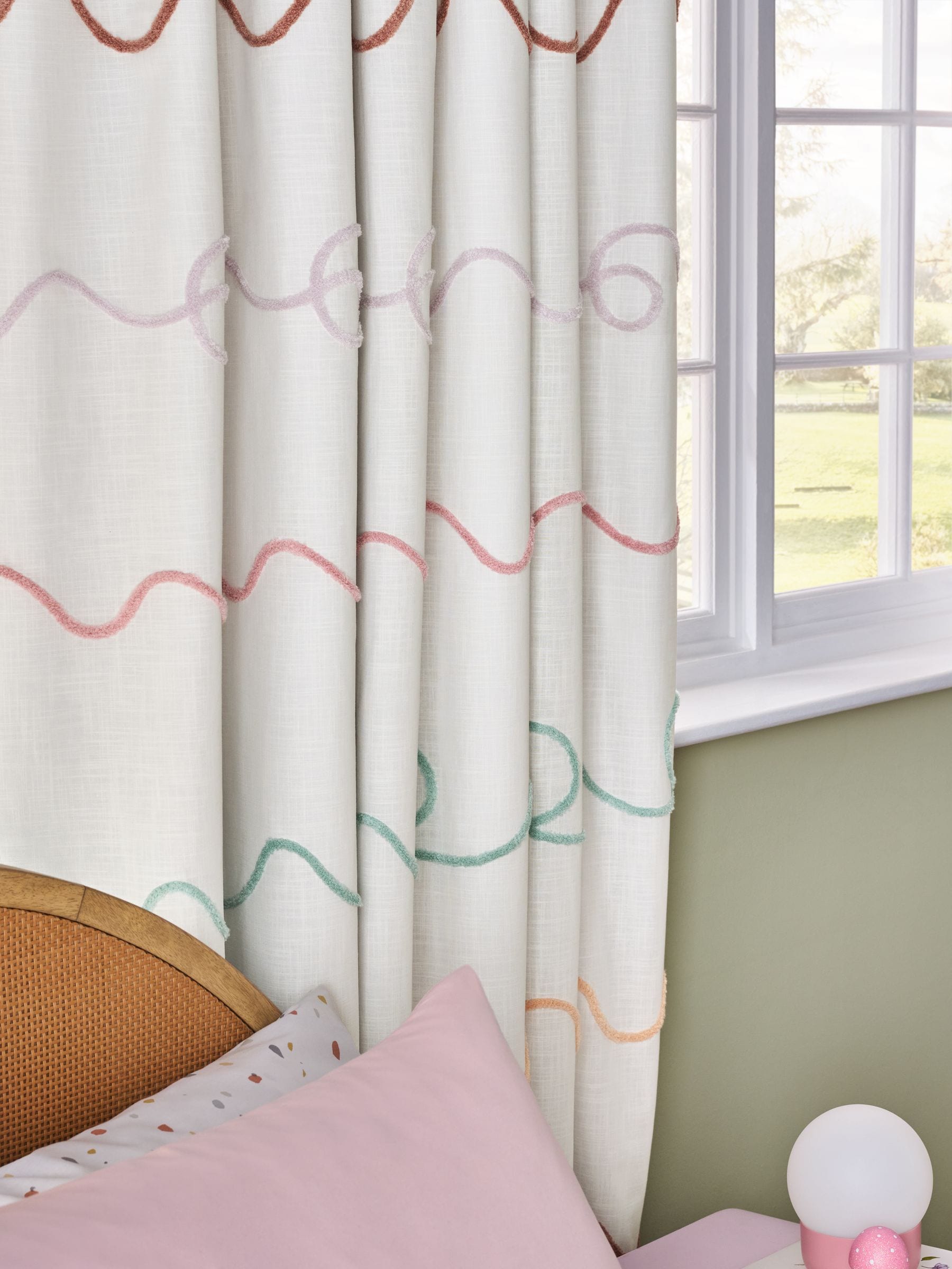 Buy Orange/Pink Bright Tufted Wiggle Pencil Pleat Blackout