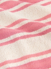 Ecru/Pink Stripe Knitlook Short Sleeve Crew Neck Top - Image 7 of 7