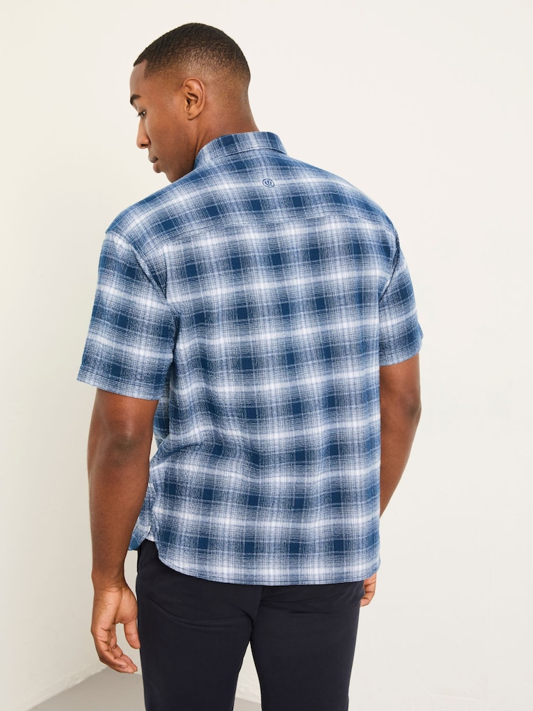 FatFace Morley Blue Short Sleeve Relaxed Fit Check Shirt - Image 2 of 6 FatFace Morley Blue Short Sleeve Relaxed Fit Check Shirt - Image 2 of 6