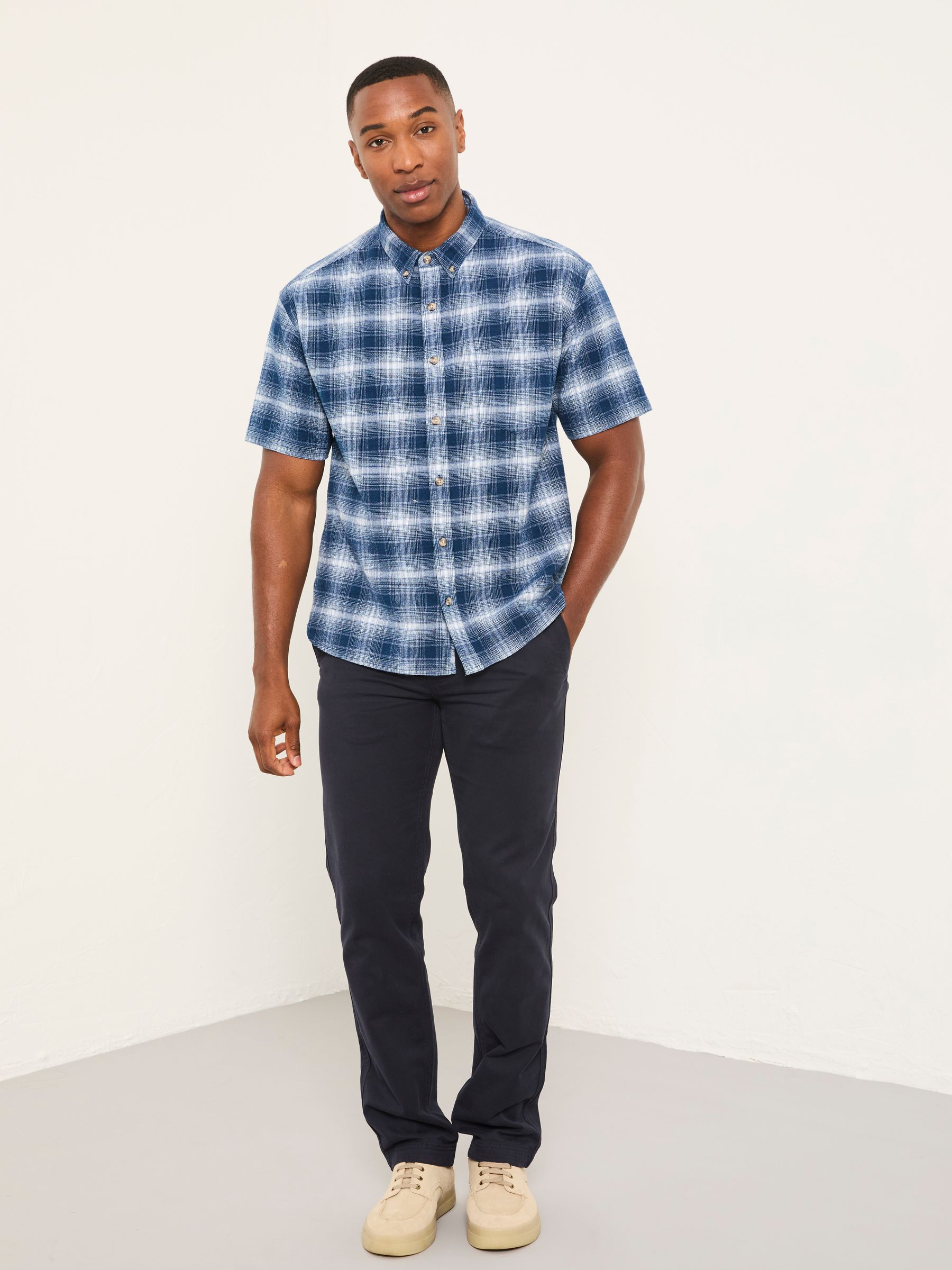 Buy FatFace Morley Blue Short Sleeve Relaxed Fit Check Shirt from