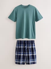 Navy Blue Check Short Sleeve Pyjamas Set - Image 7 of 11