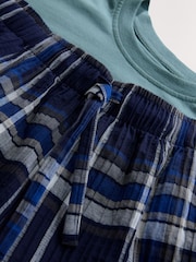 Navy Blue Check Short Sleeve Pyjamas Set - Image 9 of 11