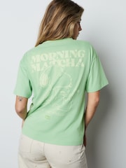 Green License Snoopy Matcha Graphic Crew Neck T-Shirt - Image 4 of 9