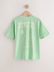 Green License Snoopy Matcha Graphic Crew Neck T-Shirt - Image 6 of 9