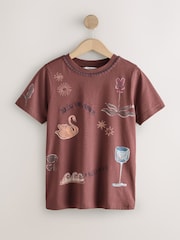 Brown Embroidered Graphic Short Sleeve T-Shirt - Image 6 of 8