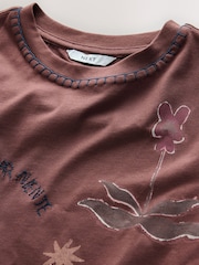 Brown Embroidered Graphic Short Sleeve T-Shirt - Image 7 of 8
