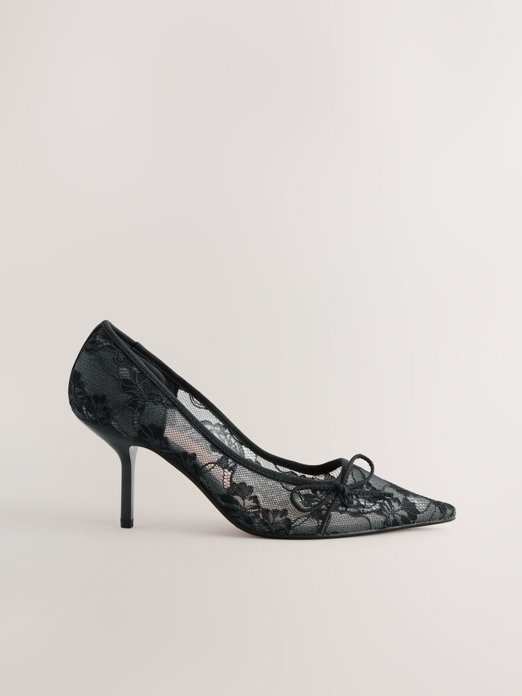 Black Forever Comfort® Lace Bow Court Heels - Image 1 of 5