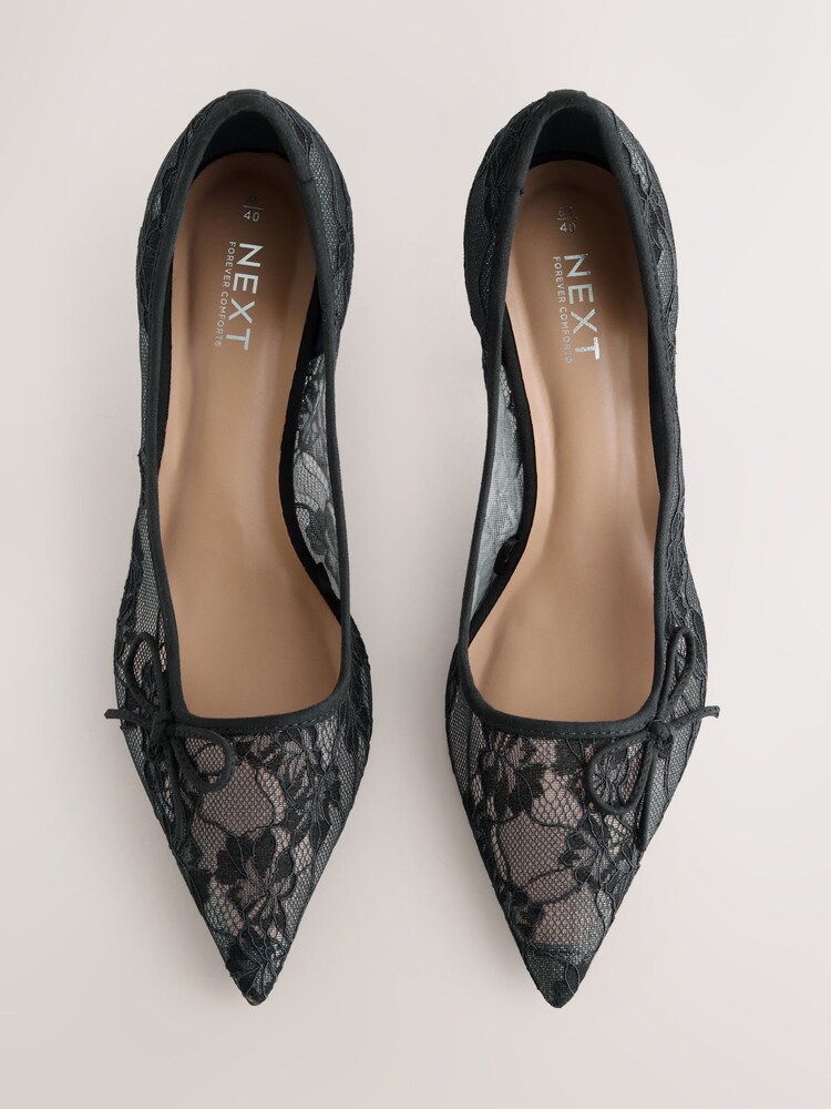 Black Forever Comfort® Lace Bow Court Heels - Image 2 of 5