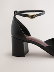 Black Forever Comfort® Leather Two Part Coin Block Heels - Image 8 of 10