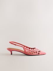 Pink Forever Comfort® Leather Lasercut Slingback Heels - Image 1 of 5