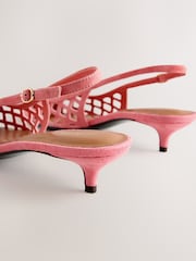 Pink Forever Comfort® Leather Lasercut Slingback Heels - Image 3 of 5