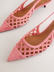 Pink Forever Comfort® Leather Lasercut Slingback Heels - Image 4 of 5