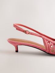 Pink Forever Comfort® Leather Lasercut Slingback Heels - Image 5 of 5