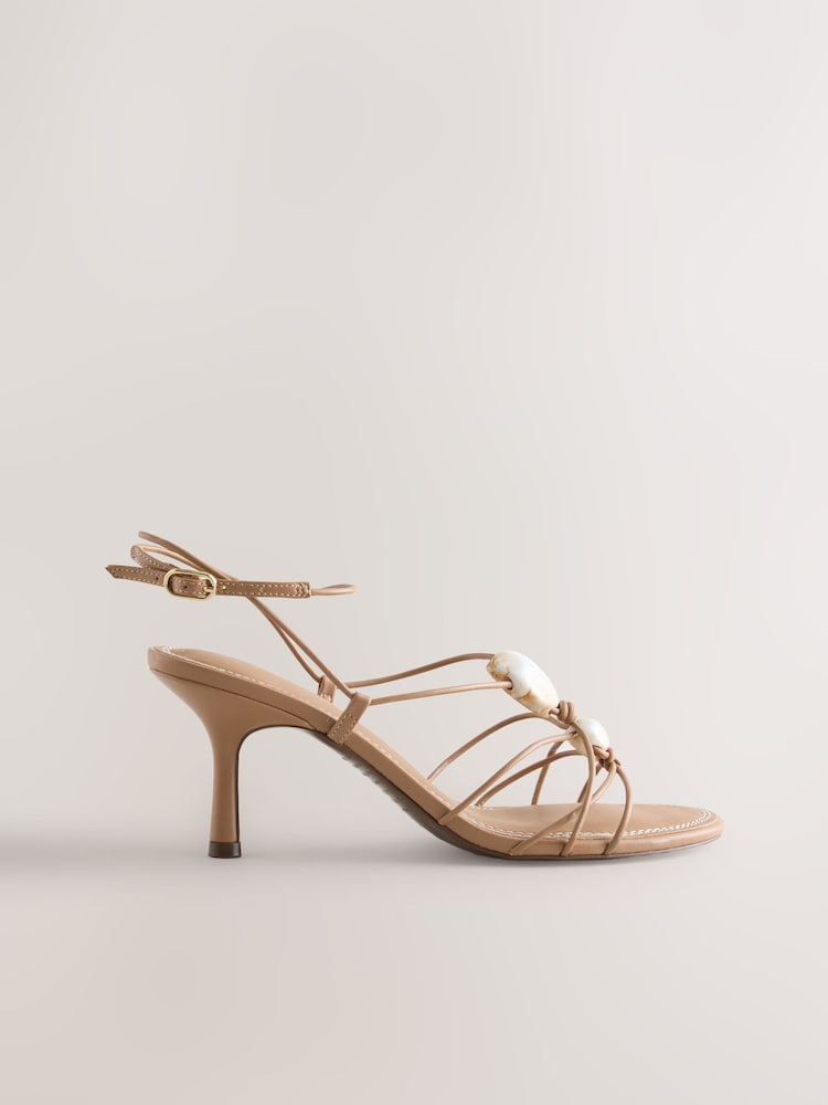 Tan Brown Forever Comfort® Strappy Embellished Heels - Image 1 of 11 Tan Brown Forever Comfort® Strappy Embellished Heels - Image 1 of 11