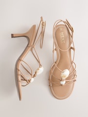 Tan Brown Forever Comfort® Strappy Embellished Heels - Image 8 of 11