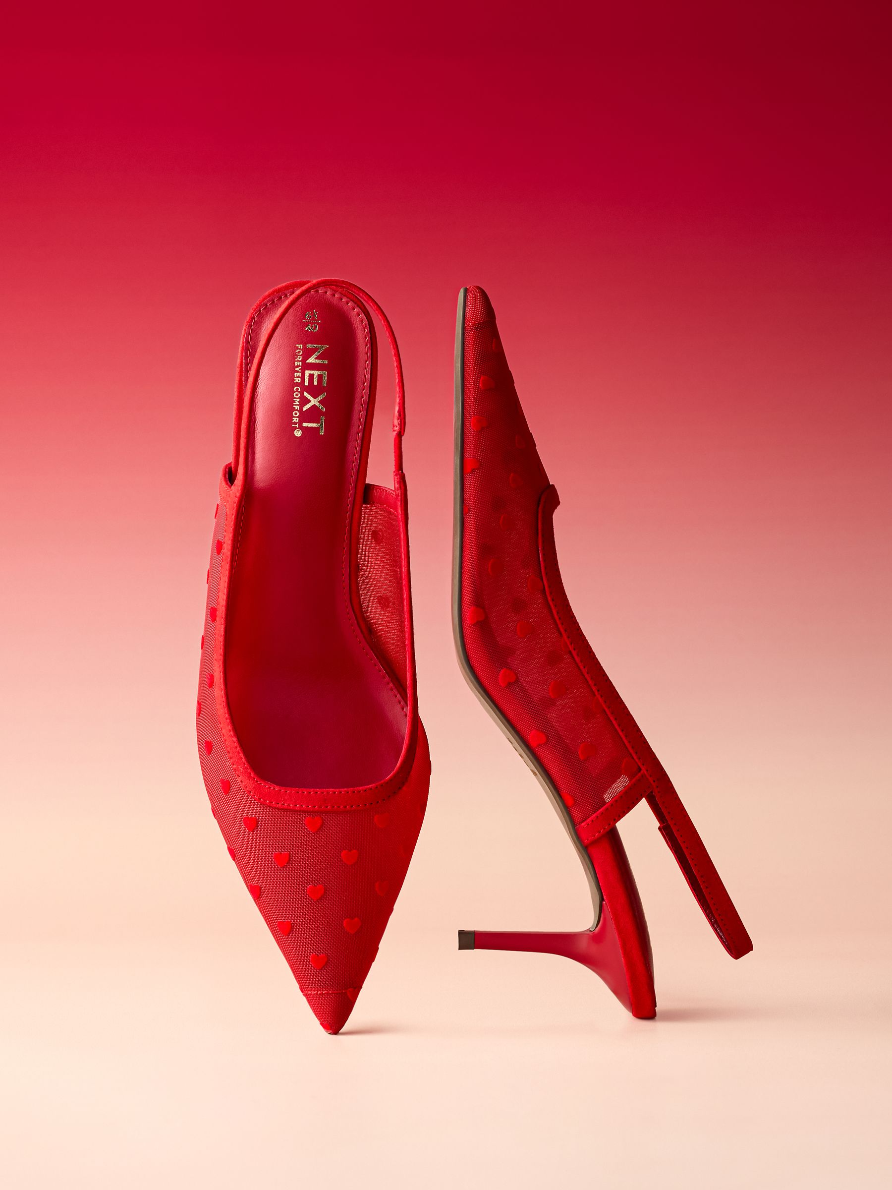 Buy Red Hearts Forever Comfort® Point Toe Mesh Slingback Heels