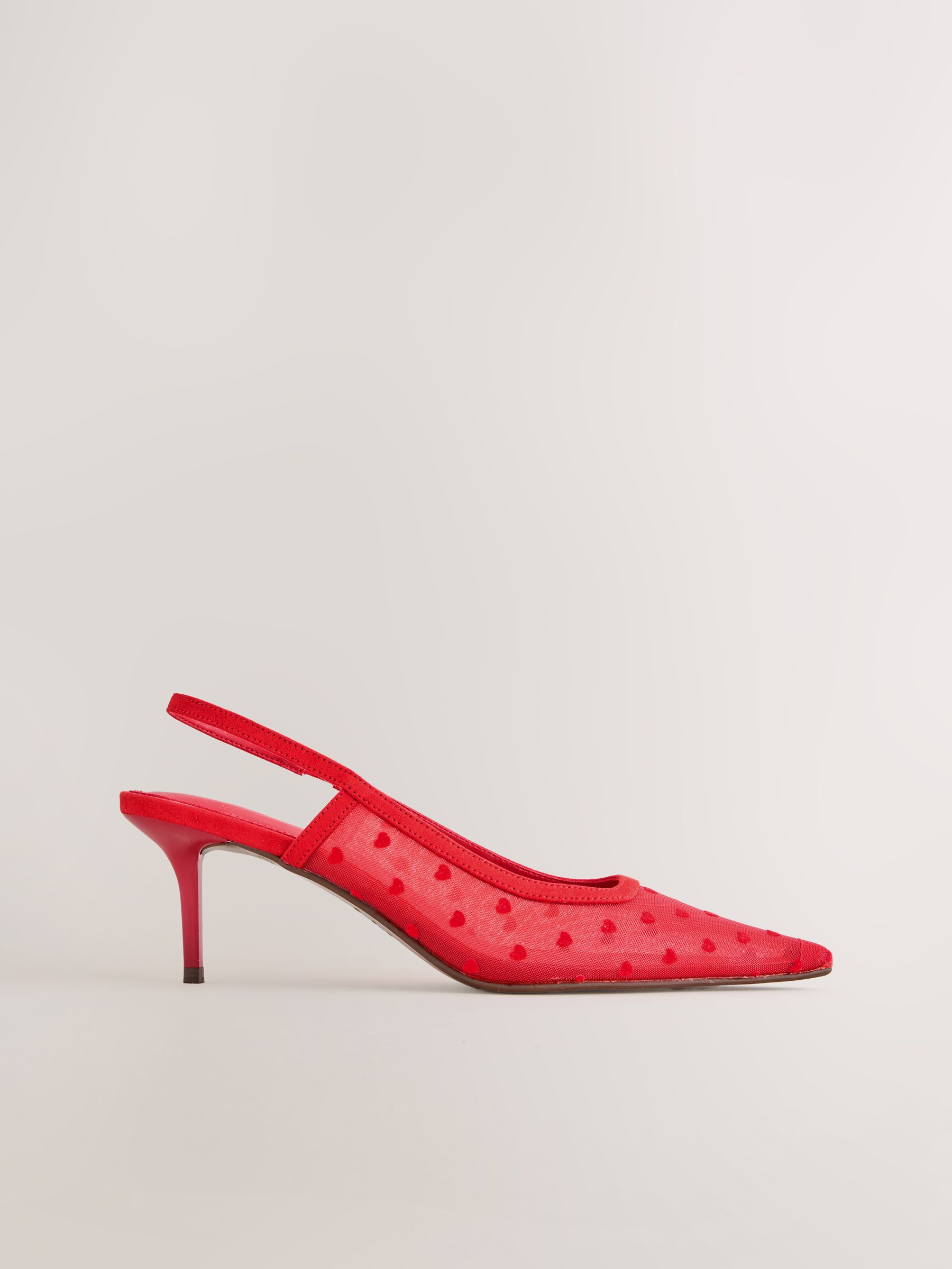 Buy Red Hearts Forever Comfort® Point Toe Mesh Slingback Heels