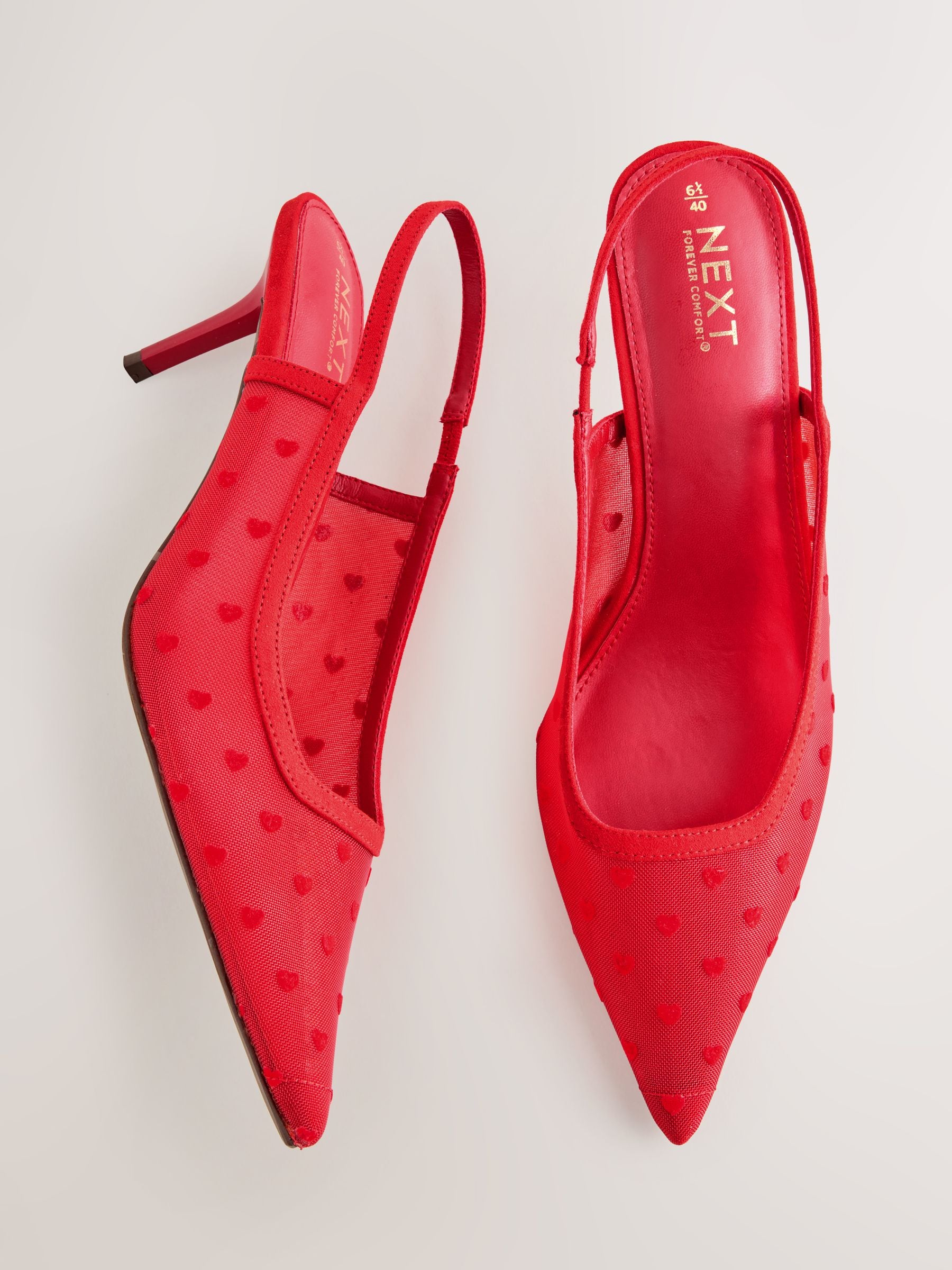 Buy Red Hearts Forever Comfort® Point Toe Mesh Slingback Heels