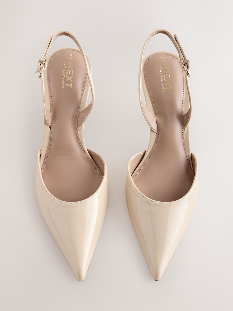 Nude Patent Forever Comfort® Pointed Toe Curvy Slingback Heels - Image 2 of 5