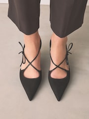 Black Forever Comfort® Point Toe Bow Two Part Heels - Image 1 of 9