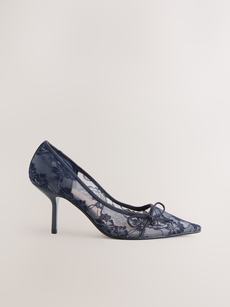 Navy Forever Comfort® Lace Bow Court Heels - Image 1 of 5