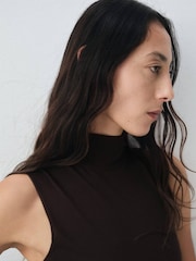 Mango Brown Godet Dress With Back Opening - Image 5 of 7