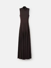 Mango Brown Godet Dress With Back Opening - Image 6 of 7