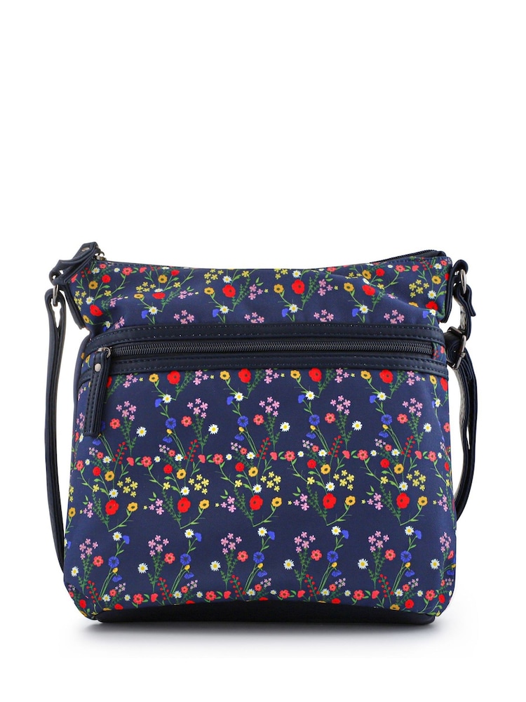 Pavers Navy Floral Print Cross-Body Bag - Image 1 of 3