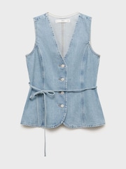Mango Blue Buttoned Denim Gilet - Image 6 of 7
