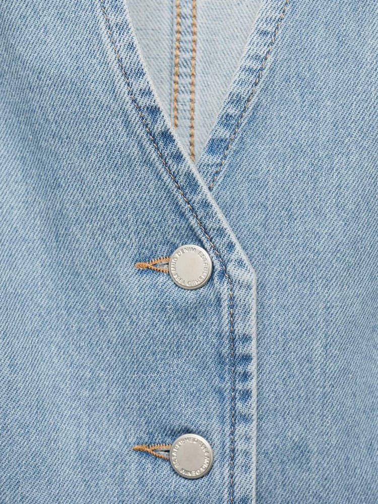 Mango Blue Buttoned Denim Waistcoat - Image 8 of 8