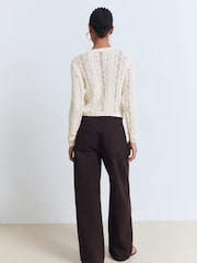 Mango White Openwork Knit Cardigan - Image 2 of 7