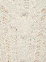 Mango White Openwork Knit Cardigan - Image 7 of 7