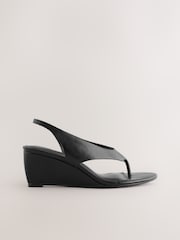 Black Forever Comfort® Toepost Slingback Wedges - Image 6 of 10