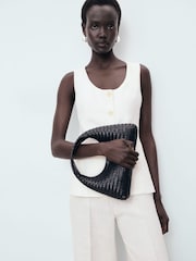 Mango White Suit Style Linen Jumpsuit - Image 3 of 7