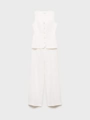 Mango White Suit Style Linen Jumpsuit - Image 6 of 7