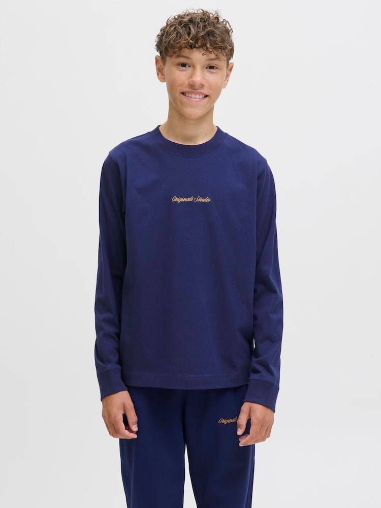 JACK & JONES Junior Blue Long Sleeve T-Shirt - Image 1 of 6