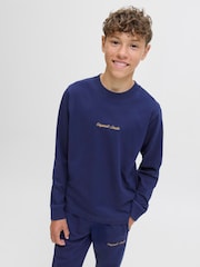 JACK & JONES Junior Blue Long Sleeve T-Shirt - Image 3 of 6